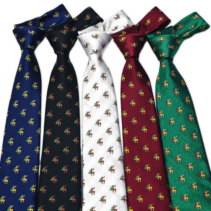 Festive Neckwear Reindeer Woven Necktie Christmas Tie